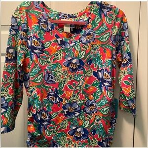 Caribbean Joe Island Supply Co. Pink w/Multi-Color flowers Size Medium NWT